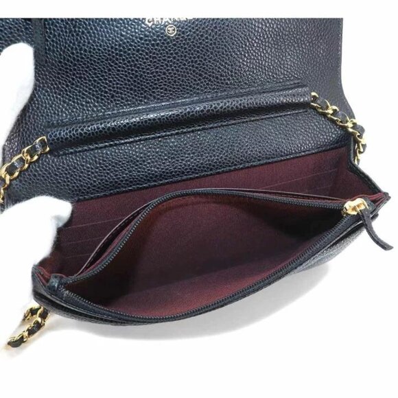 CHANEL Caviar Quilted Wallet On Chain WOC in Black/Gold - Picture 4 of 10